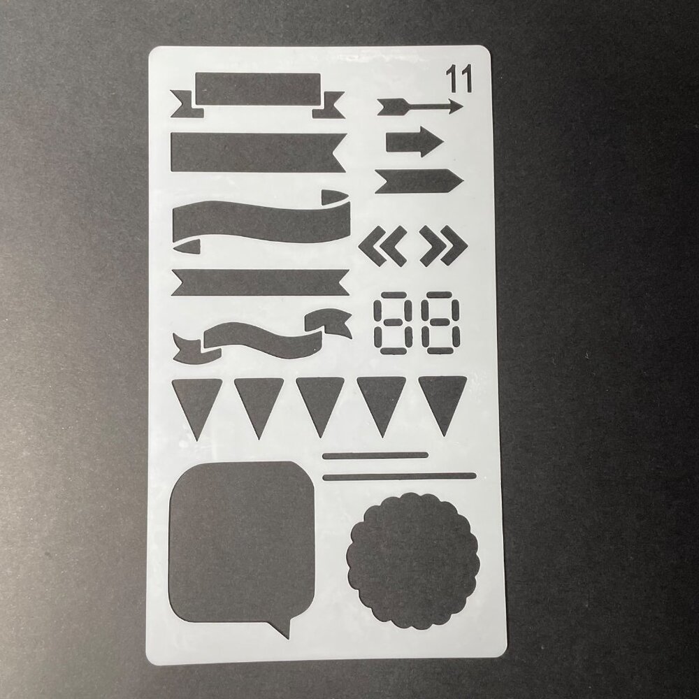 Reusable Art Planner Stencil Banners Flags Speech Bubble Arrow Perpetual mq Numb